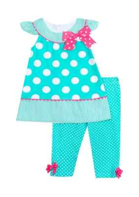 Rare Editions Baby Girls Piece Dot Print Top and Leggings Set, NWT