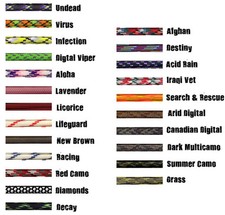New Colors 550 Paracord 7 Strand Type III Parachute Cord 50'  100' Lengths