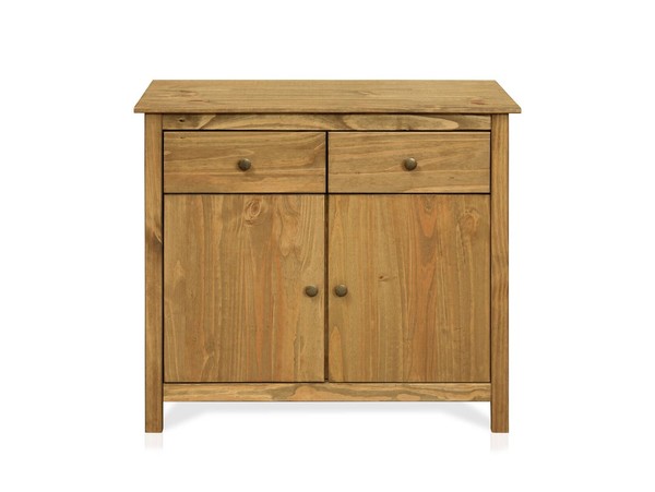 Kommode Sideboard Schrank 2 SchüBe 2TüRen Tobino Massivholz Kiefer Holz Gewachst-image