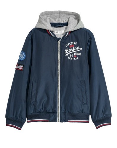 H&M Padded Soft Lined Jacket w/Removable Hood, Boys Navy Blue Size 14+ - Picture 5 of 5