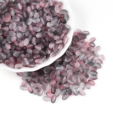 Frosted Oval Seed Beads Glass - Two Tone Grey / Pink - 6.5mm x 4mm - 100pcs