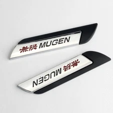 Pair Metal Side Fender Car Styling Mugen Badge Sticker 3D Sport Emblem（black）