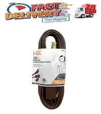 12 ft. 16/2 Light Duty Indoor Extension Cord, Indoor Use, Brown, 3-outlet NEW
