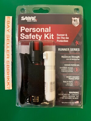 Sabre Personal Safety Kit Red Jogger Runner Pepper Gel UV Spray .75oz ...