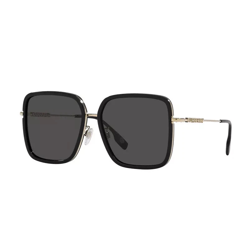 BURBERRY スクエアフレムサンクラス BE3145D 110987 New BURBERRY BE3145D 110987 Black/Light Gold/Dark Grey 58-16