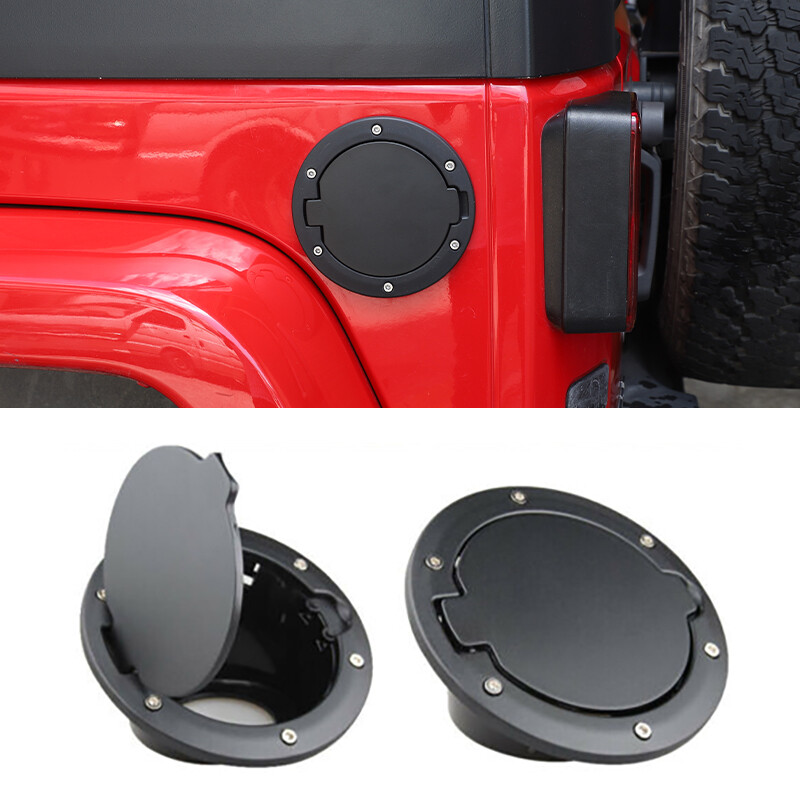 Black Aluminum Locking Fuel Filler Door Cover With Key For Jeep Wrangler JK - Direct Fit Replacement 5 thumbnail image