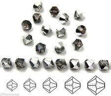 Czech Bicone Crystal Beads Crystal Heliotrope silver and blue Rondelle Diamond