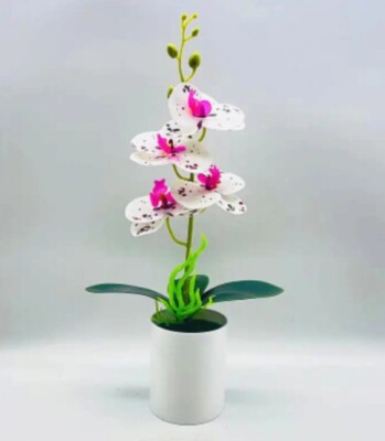 2 Pcs Artificial Orchids Pot Plant False Garden Plastic Lifelike Plant Brand New