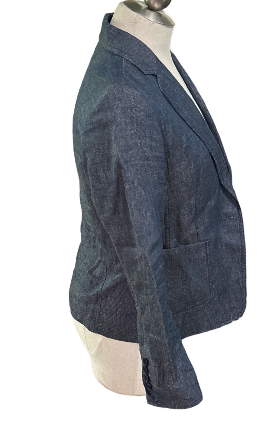 Talbots Linen Blazer Lined Chambray Hacker Size 6… - image 3