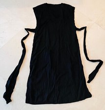 ANN TAYLOR Mock Neck Black Shift Dress w/ Adjustable Belt & Split Hem - Size 6