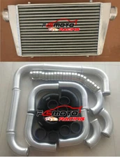 24"x12"x3" Aluminum Intercooler Universal+3" Aluminum PIPE piping+BLACK hose kit
