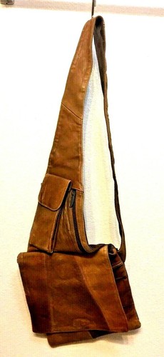 Vintage Tinder Unisex Mini Backpack Cross-body Genuine Leather Brown - Picture 2 of 11