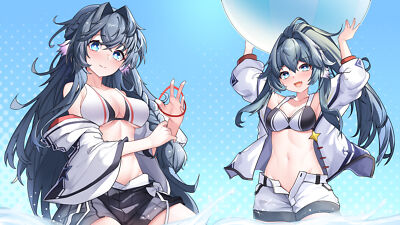 Anime girls digital art artwork ecchi pixiv belly button Custom Gaming Mat Desk