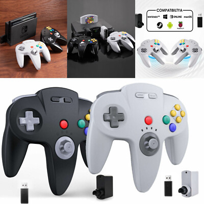 Wireless 2.4GHz N64 Controller Gamepad for N64 Game System, Switch PC Mac Window