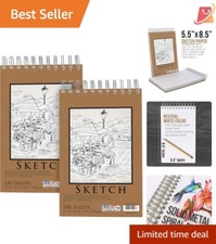 Artist's 2-Pack Sketchbooks - 200 Sheets of 60lb Smooth Paper for Creatives
