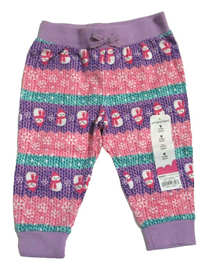 NEW GIRLS 9 MONTHS JUMPING BEANS PANTS PINK PURPLE TEAL SNOWMAN SNOWFLAKES