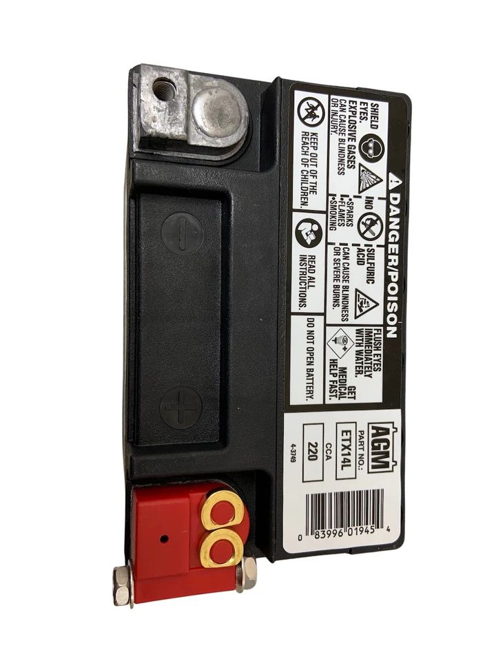 Deka ETX14L 12V AGM Motorcycle Battery - Fits Harley Davidson 65958-04A HD - Image 2 of 3