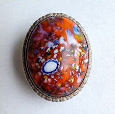 Antique Thomas L Mott Millefiori Brooch Marked TLM Sterling England 