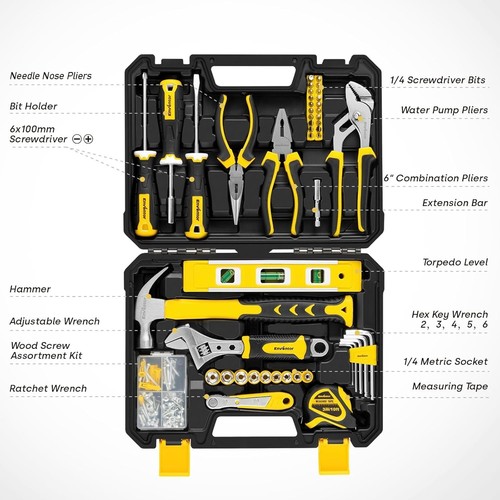 Tool Kit Set, 108PCS General Household Hand Tool Kit with Storage Toolbox, Small - Picture 2 of 8