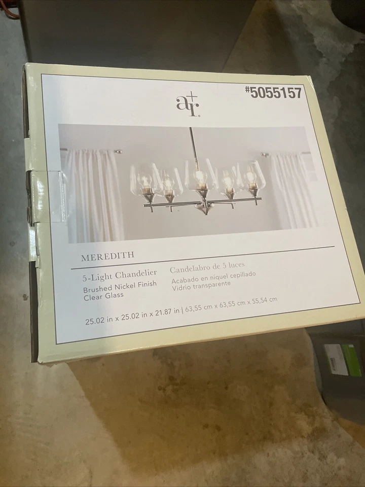 NEW Chandelier 5-Light Brushed Nickel allen + roth Glass Bulbs Classic Lighting - Image 3 of 4