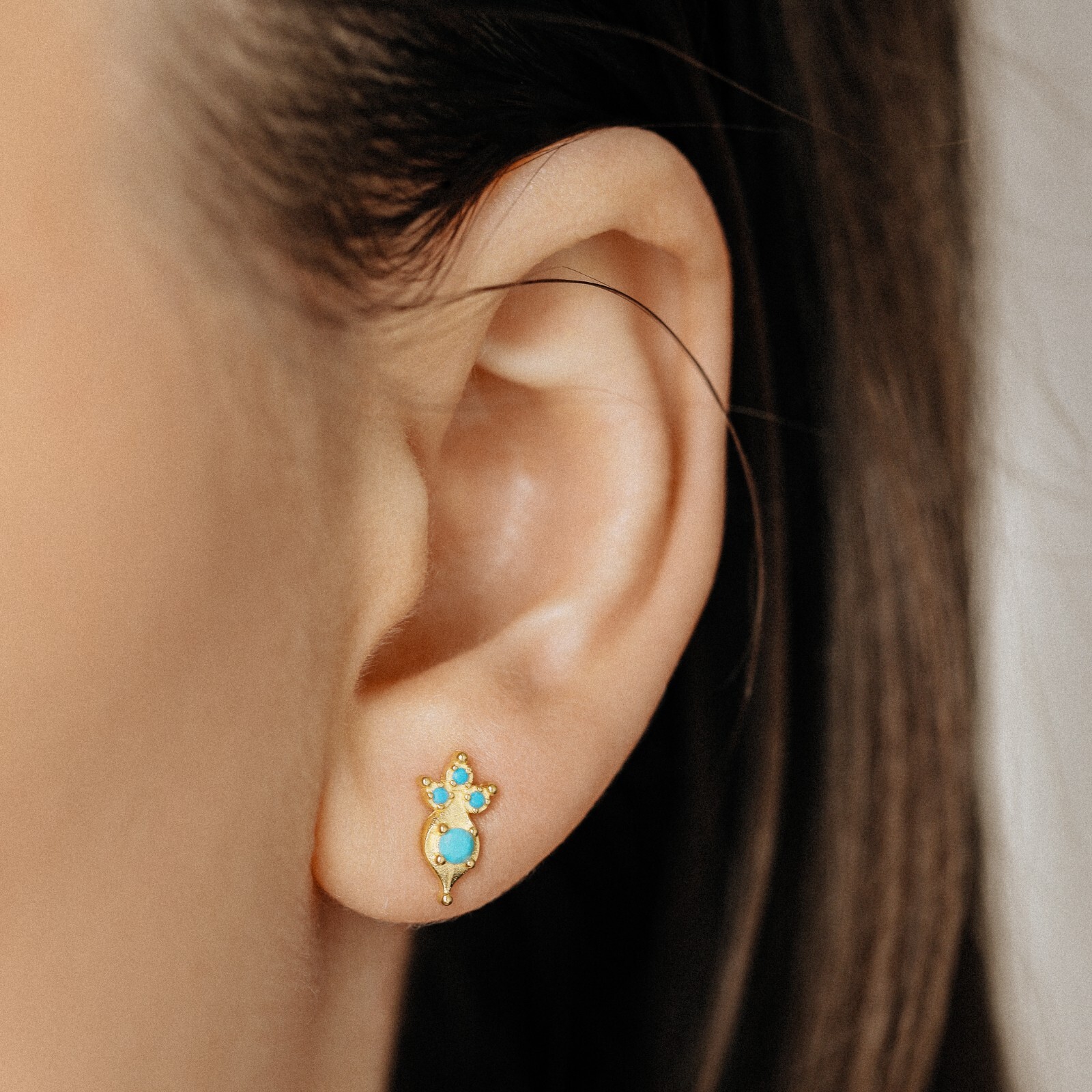 Turquoise Sterling Silver 925 Stud Earrings by BYSDMJEWELS