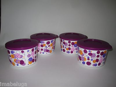 TUPPERWARE Stack Store Serve Locking Bowl Canister Party Poppin Dots Containers