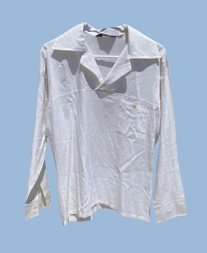 VTG 70's White Collared Quarter Button Concept 2 Campus 15-M-15.5