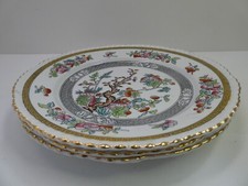 ANTIQUE WILLIAM ADAMS INDIAN TREE SET OF 3 ENTREE PLATES  22.5 CM DIAMETER