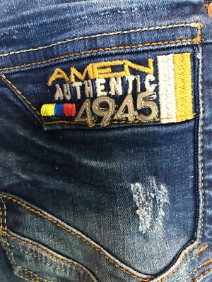 Jeans Premium Amen Taille 28 - Blue Délavé Skinny - Très Bon état