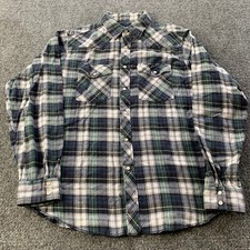 VTG Wrangler Shirt Youth XXL 18-20 Pearl Snap Button Up Western Plaid Flannel