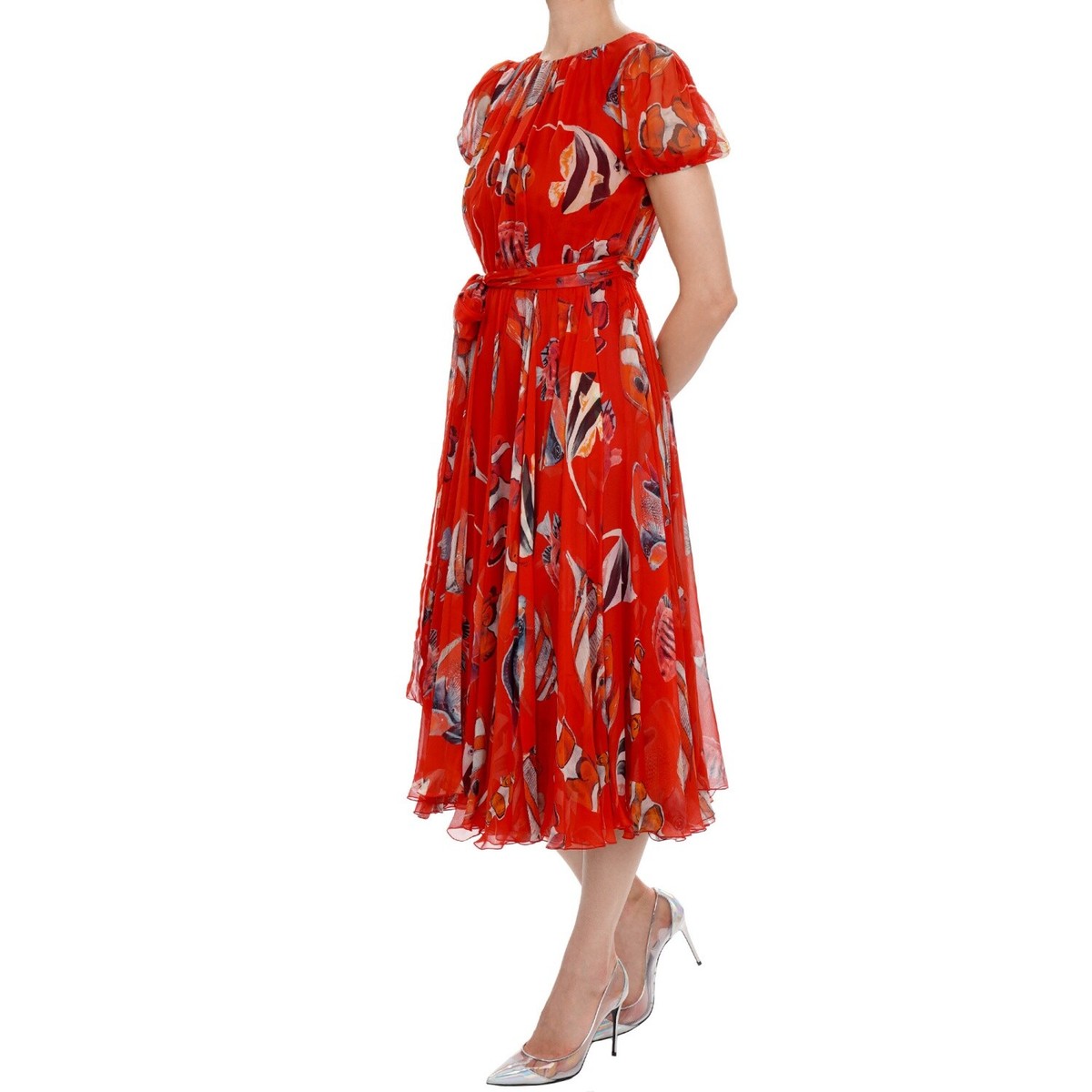 DOLCE&GABBANA◆ノースリーブブラウス/5/コットン/RED/総柄 DOLCE & GABBANA Runway Tropisch Fisch Schleife Seide Kleid