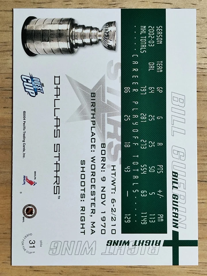 2003-04 Pacific Quest for the Cup #31 Bill Guerin - Image 2 of 2