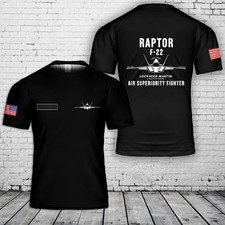 Nombre Personalizado US Air Force F-22 Raptor Stealth Air Superiority Fighter Camiseta 3D