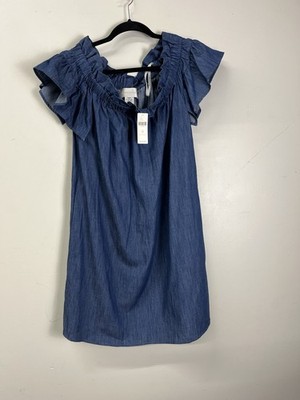 Corey Lynn Calter Anthropologie Off The Shoulder Denim Mini Dress Size XS NWT