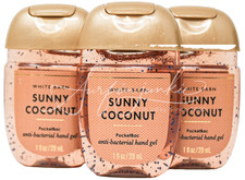 Bath Body Works Sunny Coconut Pocketbac Hand Sanitizer Anti Bac Gel 3pc Orange