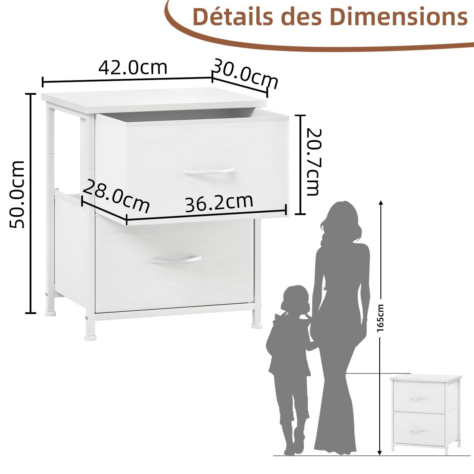 Petite table de nuit en tissu compacte pour optimiser les espaces étroits - 3