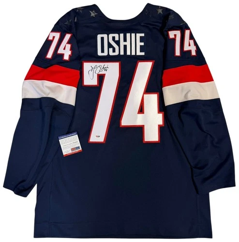 TJ OSHIE SIGNED 2014 WINTER OLYMPICS NIKE TEAM USA JERSEY PSA COA XL SHOOTOUT!