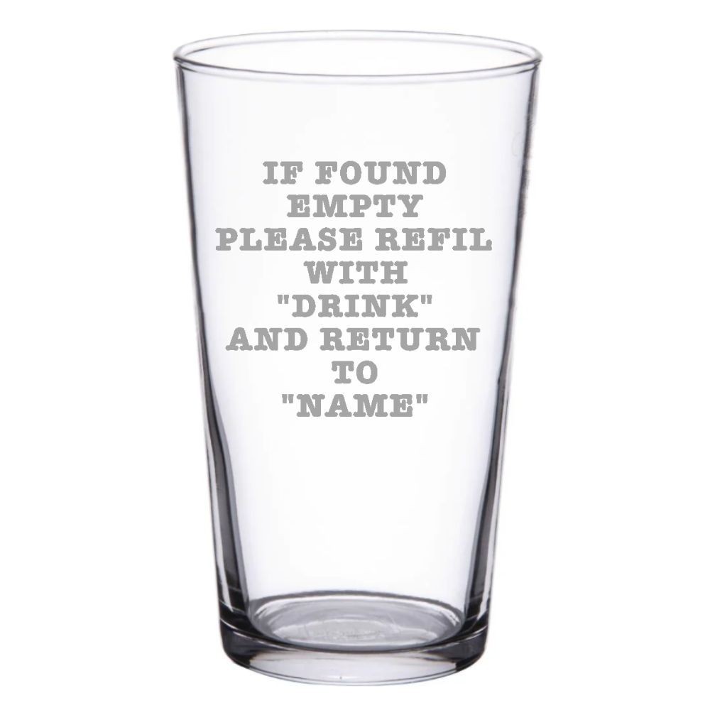 Neuheit personalisiert "Wenn gefunden bitte zurück" Pint/Highball
