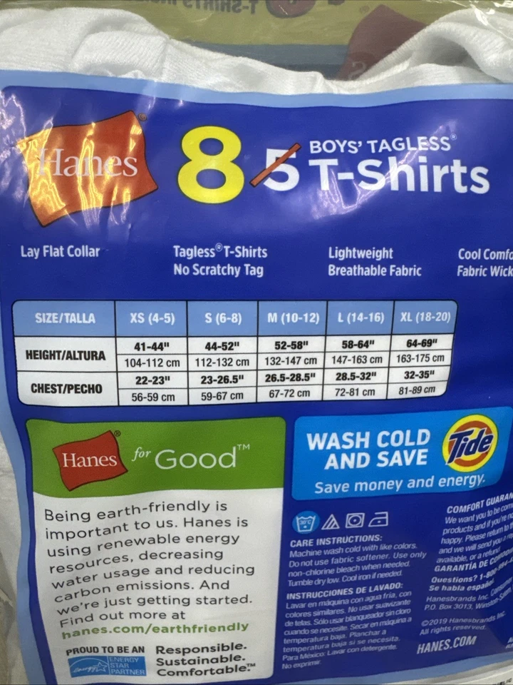 Pack de 8 camisetas sin etiquetas para niños talla pequeña 6-8 Foto 2 de 4