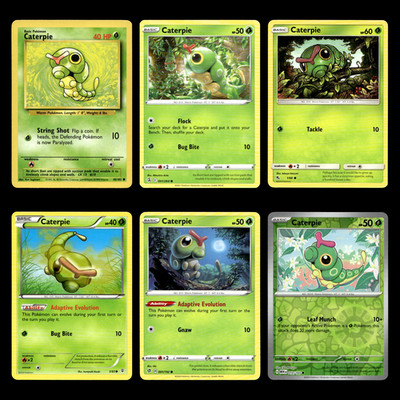 6x Caterpie Lot 45 Classic Base Set Pokemon Cards Collection Set Deck Building