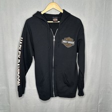 Harley Davidson Full Zip Hoodie Sz M Black Long Sleeve GUC