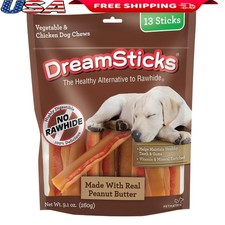Rawhide Free Dog Chews W/ Real Chicken Peanut Butter Healthy Treats 13 Count New