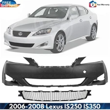 Front Bumper Cover Paintable & Lower Grille Kit For 2006-2008 Lexus IS250 IS350