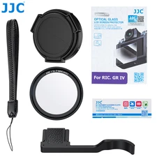 JJC GR IV Auto Lens Cap Screen Protector Glass Thumbs Up Grip for Ricoh GRIV GR4