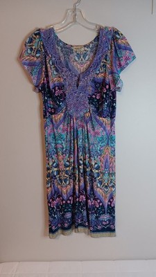 Y2K Fairycore Whimsy Witch Dress Paisley Diamonte One World Sz Medium Petite