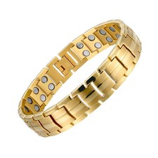 Titanium Double Row All Gold Magnetic Bracelet