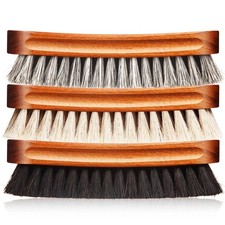 3 Pcs Horsehair Shoe Brush Kit Polishing Daubers Applicators Leather Care Bru...