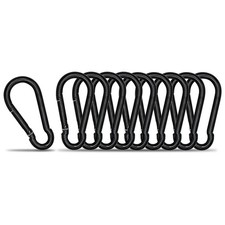 Small Carabiner Clip Hook, 1.57 inch 10 pcs Black Heavy Duty Spring Snap Hook Ke