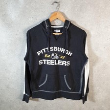Vintage NFL Pittsburgh Steelers Hoodie Women Medium Black Pullover USA Pro Sport