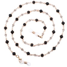 Crystal Beaded Eyeglasses Chain, Balck Crystal Glasses Chain for Women and Gi...